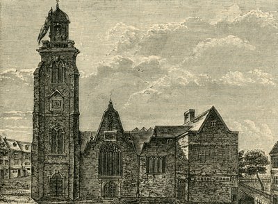 Westelijk uitzicht op de oude kerk van St. Martins-in-the-Fields, afgebroken in 1721 door Unbekannt