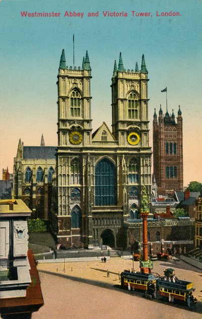 Westminster Abbey en Victoria Tower, Londen, ca. 1930 door Unbekannt
