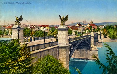Wettsteinbrug, Basel, Zwitserland, ca. 1936 door Unbekannt