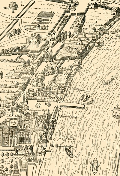 Whitehall en Westminster. Uit Aggas Map, 1881 door Unbekannt