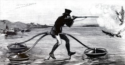 Watervogels jagen op een waterfiets door Unbekannt