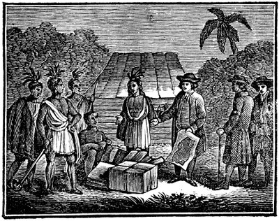 William Penn met Native Americans, Engelse Quaker kolonist, 1830 door Unbekannt