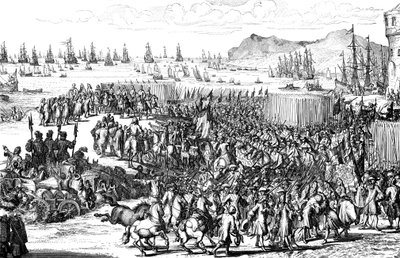 Willem van Oranje landt met zijn leger in Torbay, Devon, 5 november 1688 door Unbekannt