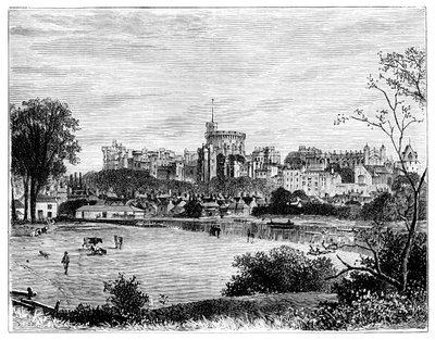 Windsor Castle vanaf Brocas Meadows door Unbekannt