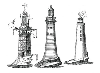 Winstanley, Smeaton en Rudyerd vuurtorens, 1833 door Unbekannt