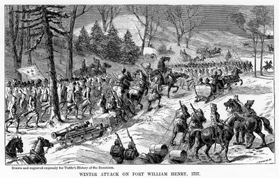 Winteraanval op Fort William Henry, New York State, 1757, ca. 1877 door Unbekannt