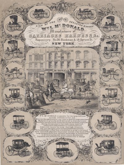 Wm. L. McDonald, Fabrikanten van Rijtuigharnassen & Co. Repository, No. 26 Beekman & 1..., 1852-86 door Unbekannt