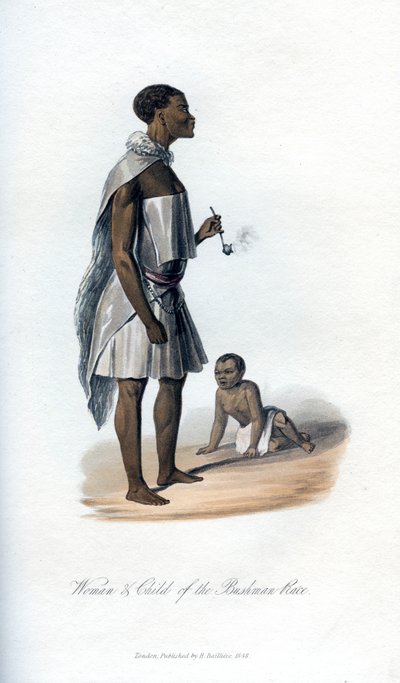 Vrouw & Kind van het Bosjesmannenras, 1848 door Unbekannt