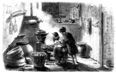 Vrouw die cakes bereidt voor het Chinese Nieuwjaar, 1861 door Unbekannt