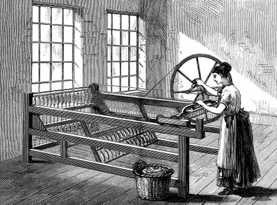 Vrouw die een Spinning Jenny gebruikt, c1880 door Unbekannt