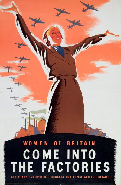 Vrouwen van Groot-Brittannië, kom naar de fabrieken, ca. 1940 door Unbekannt