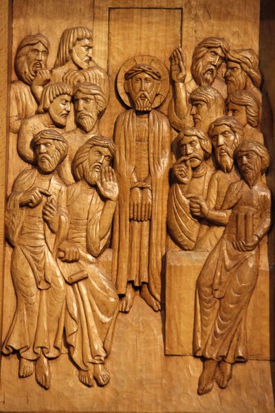 Houten sculptuur die Jezus Christus gebonden uitbeeldt, Parijs, Frankrijk door Unbekannt