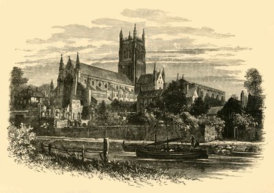 Kathedraal van Worcester, vanaf de rivier, 1898 door Unbekannt