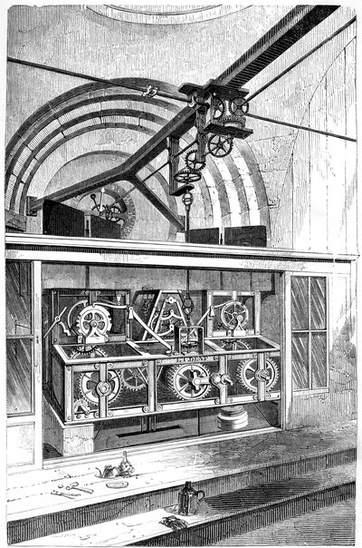 Werkende delen van de klok bij de Royal Exchange, Londen, 1866 door Unbekannt