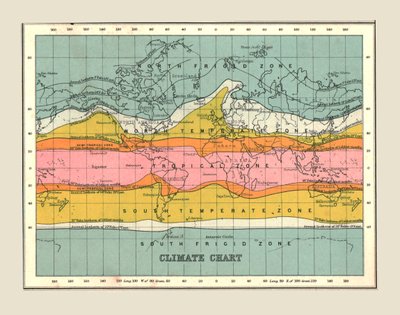 Wereldkaart Klimaatkaart, 1902 door Unbekannt