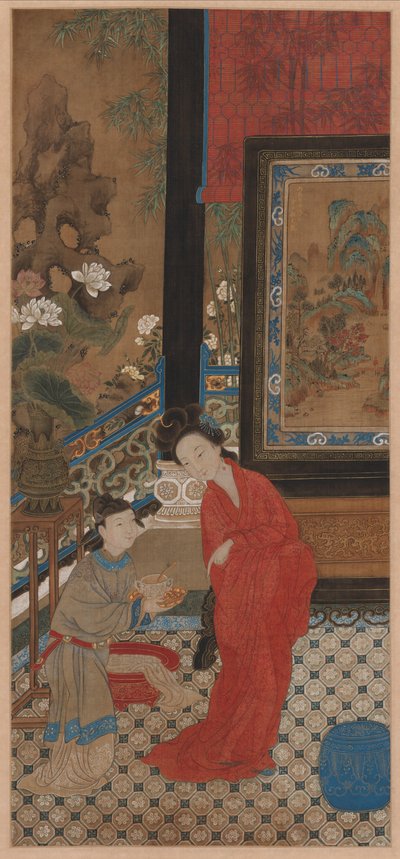 Yang Guifei verlaat het bad, 1700s door Unbekannt