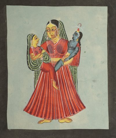 Yasoda houdt Krishna en Radha vast, 1800s door Unbekannt
