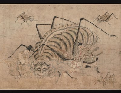 Yorimitsu doodt Tsuchigumo (detail van de rol Tsuchigumo no Soshi Emaki), 13e eeuw door Unbekannt