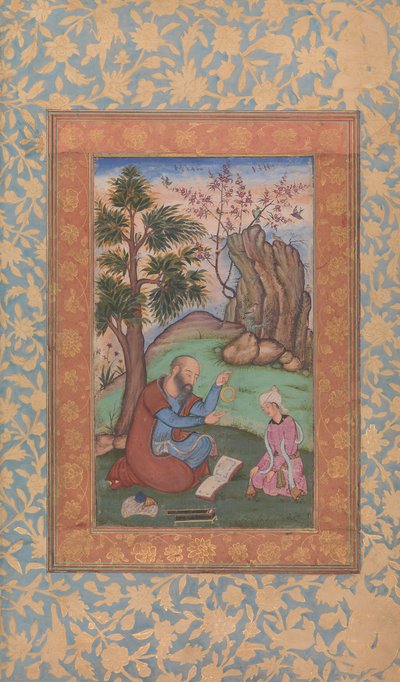 Jonge prins en mentor zittend in landschap, ca. 1600 door Unbekannt