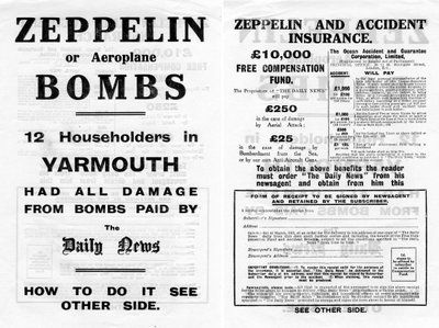 Zeppelin en ongevallenverzekering advertentie, 1910 door Unbekannt