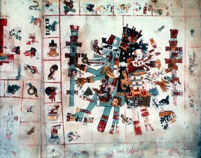 Zoomorfische vorm uit de Codex Borgianus, Mixtec, Pre-Columbiaans Mexico door Unbekannt