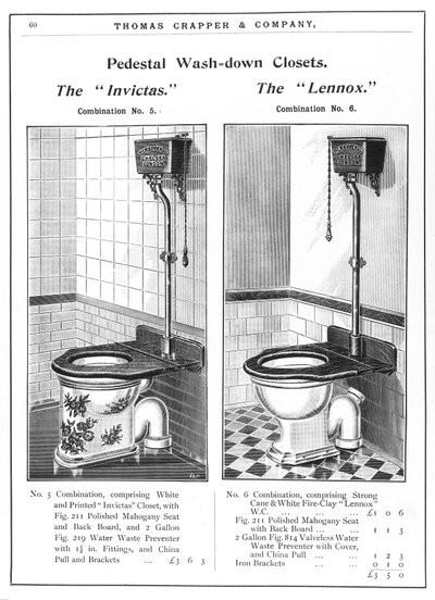Modellen van toiletten met spoelbak door Unbekannt