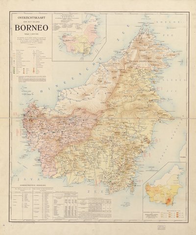 Overzichtskaart van het eiland Borneo door Unbekannt
