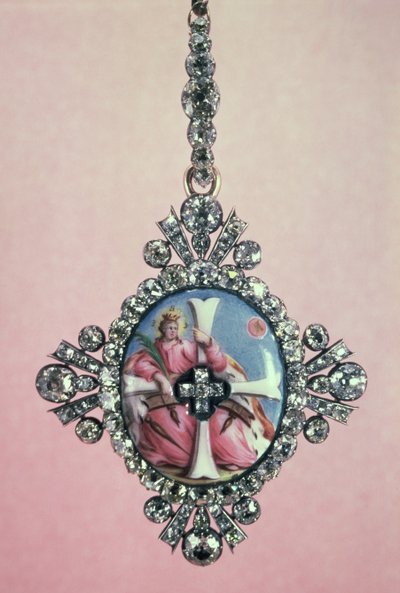 Insigne van de Orde van St. Catherine, zilver met briljant geslepen diamanten en email miniatuur, 1770-80 door Unbekannt Unbekannt