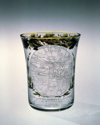 Geblazen, gekleurd en geëmailleerd beker gedecoreerd door Samuel Mohn, 1813-14 door Unbekannt Unbekannt