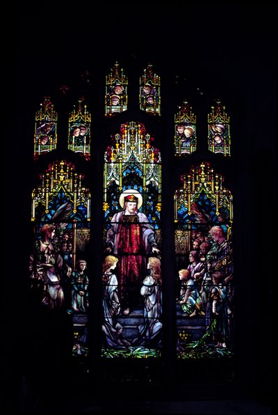 Christus met kleine kinderen (geheel raam) door Unbekannt Unbekannt