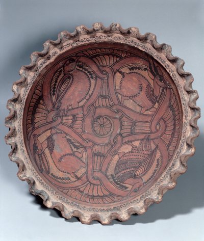 Koptische beker, beschilderd terracotta met guirlandes, Egyptisch, 7e eeuw na Christus door Unbekannt Unbekannt