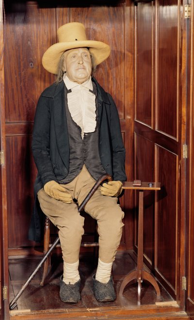 Gebalsemd lichaam van Jeremy Bentham zoals tentoongesteld aan University College door Unbekannt Unbekannt