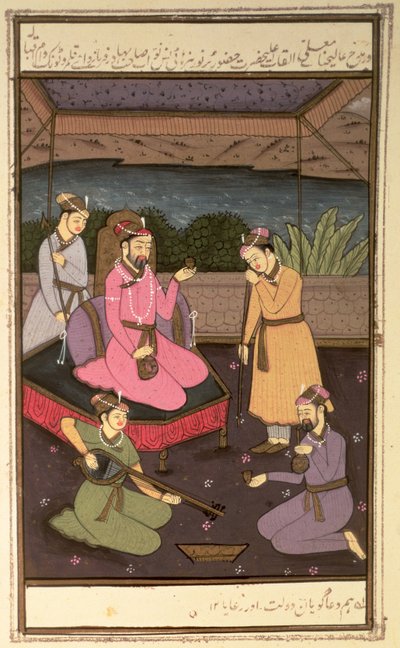 Keizer Khurram (Shah Jahan), met bedienden, Mughal door Unbekannt Unbekannt
