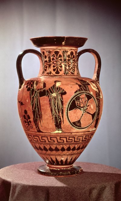 Griekse zwartfigurig amfoor met afbeelding van Demeter, Persephone en Apollo door Unbekannt Unbekannt