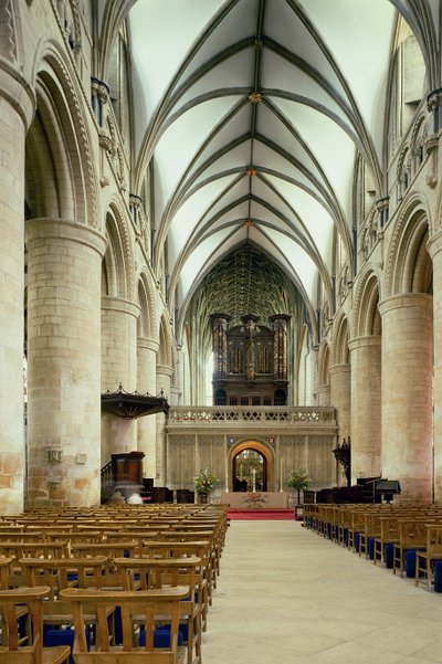 Interieur van het schip, Gloucester Kathedraal door Unbekannt Unbekannt