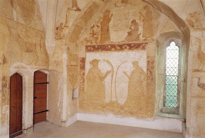 Interieur met muurschilderingen, Longthorpe Tower, Cambridgeshire door Unbekannt Unbekannt