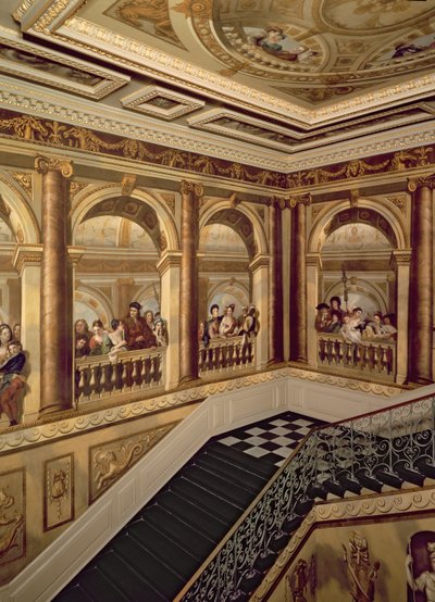 Kensington Palace, Uitzicht op de Grote Trap van de Koning, Engelse School, (17e eeuw) Londen, VK door Unbekannt Unbekannt