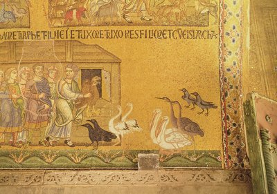 Noach neemt de dieren mee in de ark, mozaïek in de vestibule van San Marco, Venetië door Unbekannt Unbekannt