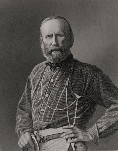 Portret van Giuseppe Garibaldi (1807-82) gegraveerd door William Holl (1807-71) naar een foto, uitgegeven door William Mackenzie door Unbekannt Unbekannt