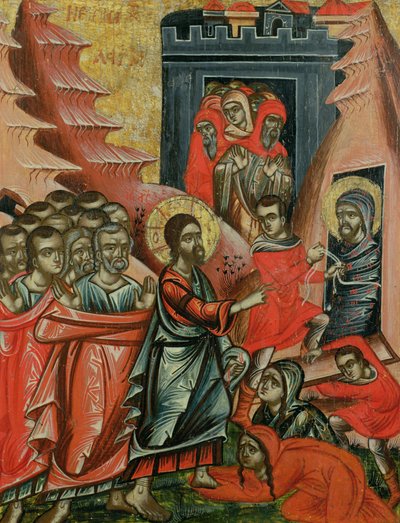 Opwekking van Lazarus, Grieks icoon uit Epirus, 1611 door Unbekannt Unbekannt