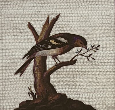 Romeins mozaïek van een vogel in een boom door Unbekannt Unbekannt