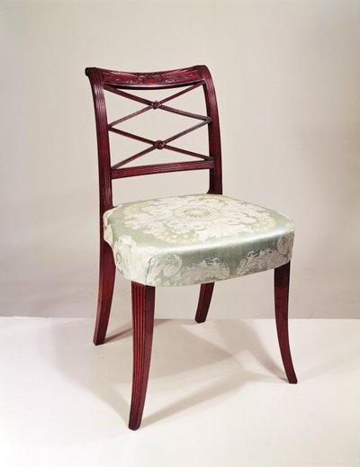 Stoel met opgerolde rugleuning, mahonie, door Duncan Phyfe, 1807 door Unbekannt Unbekannt