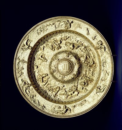 Verguld zilveren bassin, gegraveerd, Frans, ca. 1560-83 door Unbekannt Unbekannt
