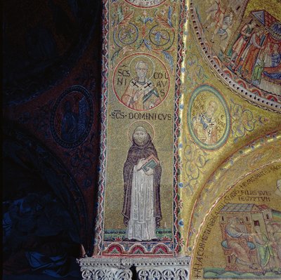 St. Dominicus en St. Nicolaas, mozaïek in het atrium van de San Marco Basiliek door Unbekannt Unbekannt