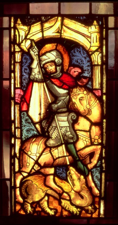 Glas-in-loodraam met St. Joris en de Draak uit Keulen, ca. 1300 door Unbekannt Unbekannt