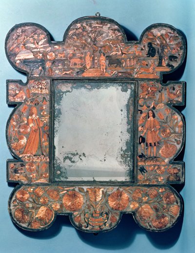 Spiegelomlijsting van stro, 1670-80 door Unbekannt Unbekannt