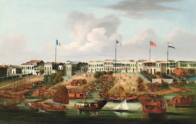 De Hongs van Canton - China Handel, c.1850 door Unbekannt Unbekannt