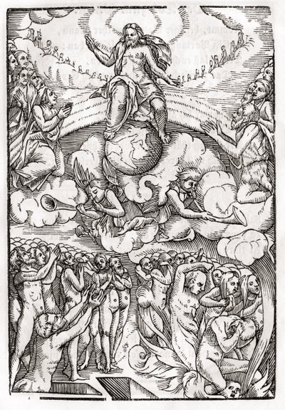Het Laatste Oordeel, gebaseerd op een houtsnede door Hans Holbein de Jongere, uit 