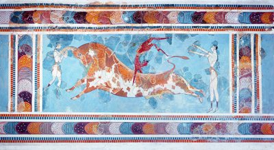 De Toreador-fresco, Knossos Paleis, Kreta, ca.1500 v.Chr. door Unbekannt Unbekannt