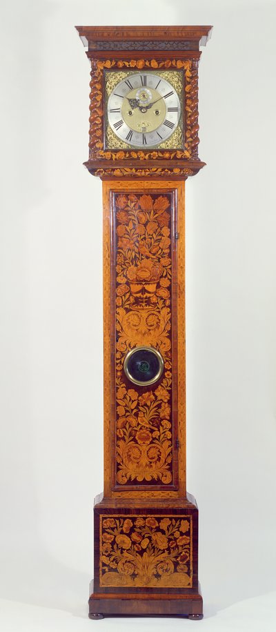 Notenhouten marqueterie staande klok, door Daniel Quare (1649-1712) door Unbekannt Unbekannt